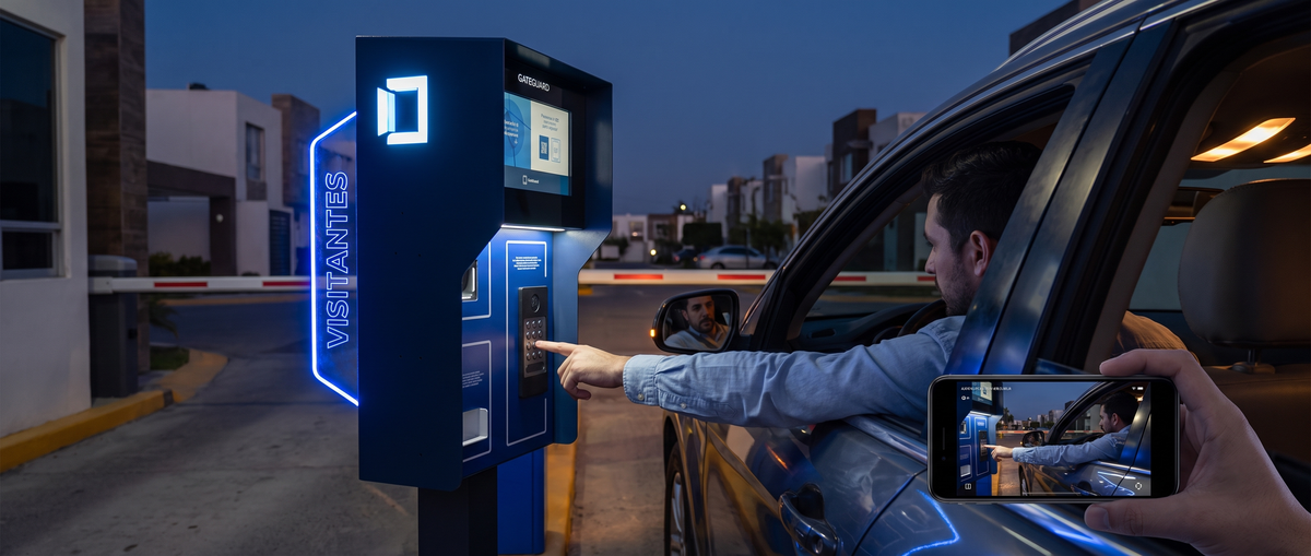 Audioportero Gateguard en un acceso vehicular