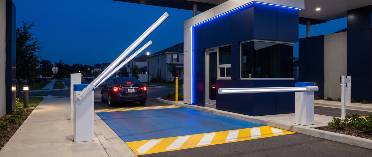 Esclusa vehicular Gateguard en un acceso vehicular