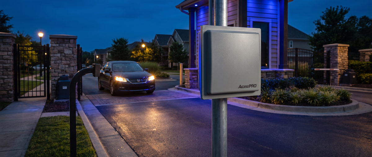 Lectora de tags Gateguard en un acceso vehicular