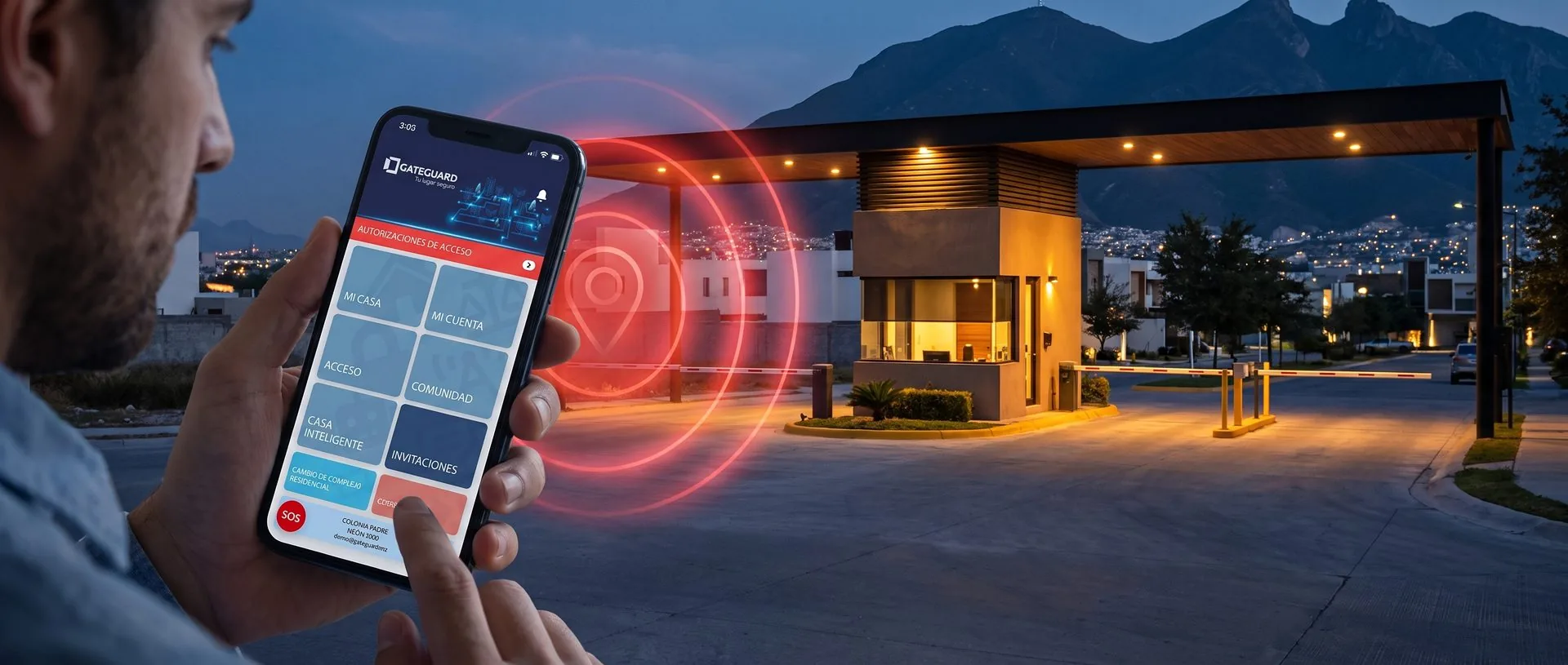 SOS Button in the GateGuard App: emergency alert with your location in 3 seconds